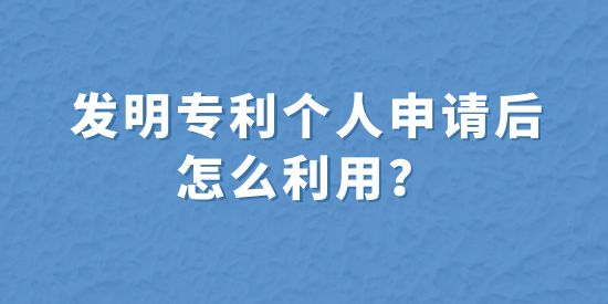 發(fā)明專利個(gè)人申請(qǐng)后怎么利用？